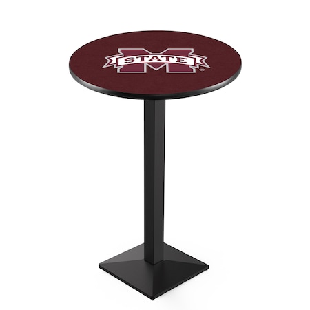 Holland Bar Stool Co 42" Blk Wrinkle Mississippi State Pub Table L217B4228MssStU